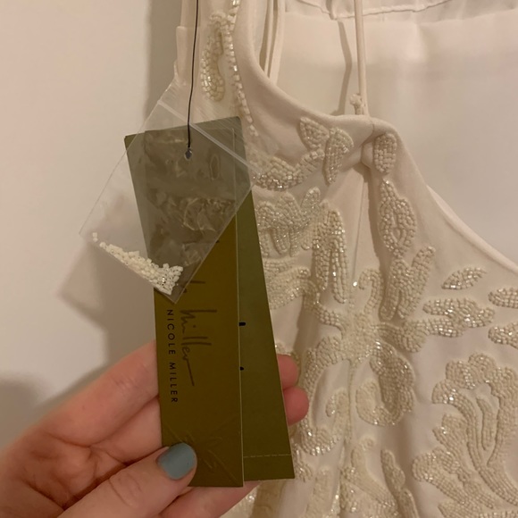 Nicole Miller Annabel Wedding Gown Size 12 Off White Beaded Silk $2k Originally! - Picture 11 of 14